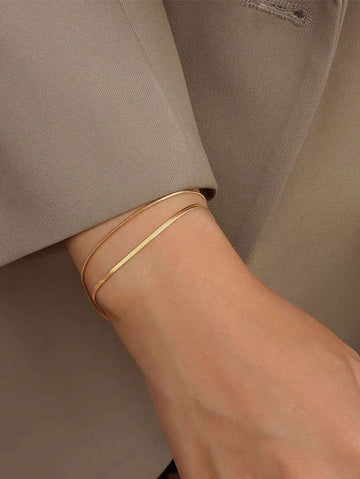Nooxian 1pc Women's Minimalist Fashionable Stainless Steel Chain Bracelet