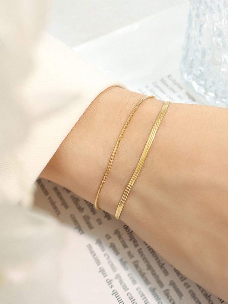 Nooxian 1pc Women's Minimalist Fashionable Stainless Steel Chain Bracelet