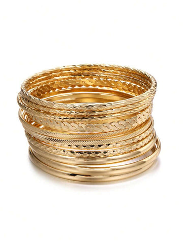 12pcs Textured Metal Bangle