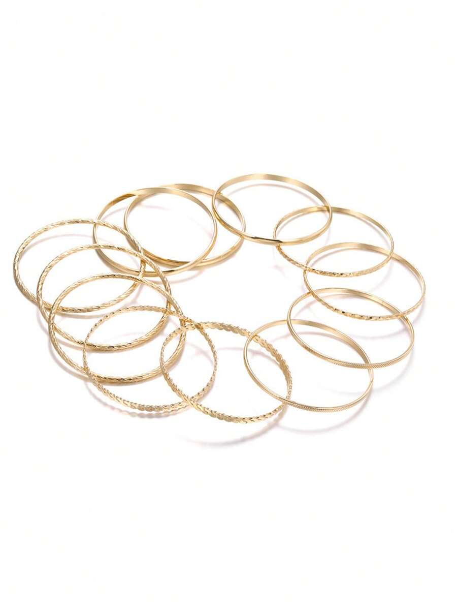 12pcs Textured Metal Bangle