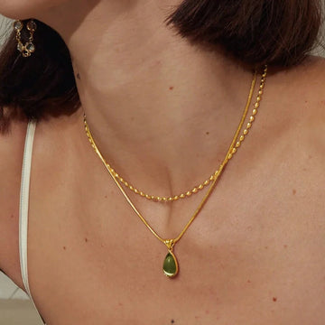 S SHOPBOHO 1pc 18K Gold Plated Stainless Steel Waterproof Mini Metal Bead Chain Layered Necklace, Women