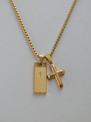 MECYLIFE 1pc Personalized Scripture Cross Pendant Stainless Steel Men's Necklace