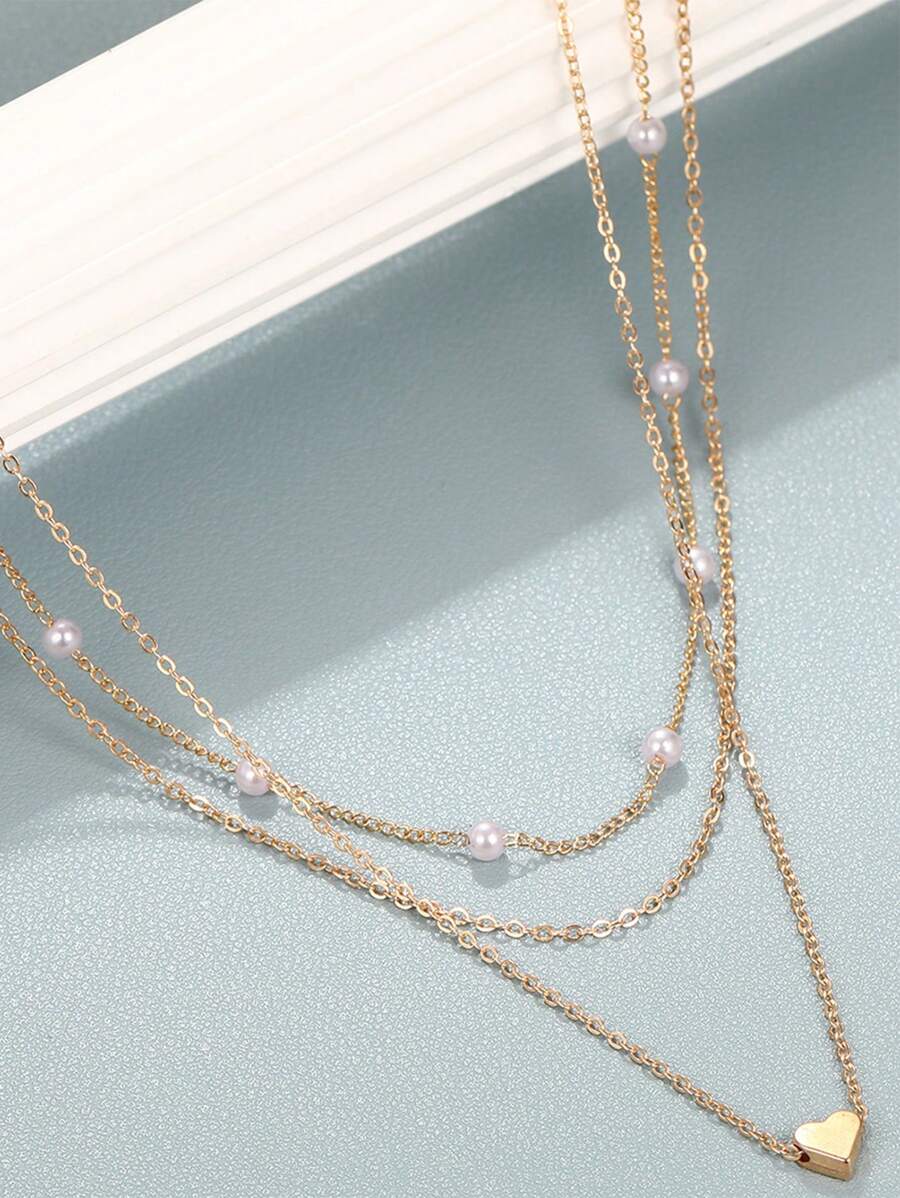 1/2/3pcs Fashion Minimalist Faux Pearl Butterfly Cross Multi-Layer Necklace Set For Women, Suitable For Date, Party, Vacation, Daily Wear, Holiday Gift (Random Pearl Quantity)