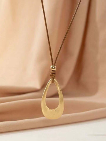 Hegaze 1pc Vintage Teardrop-Shaped Pendant Women's Necklace