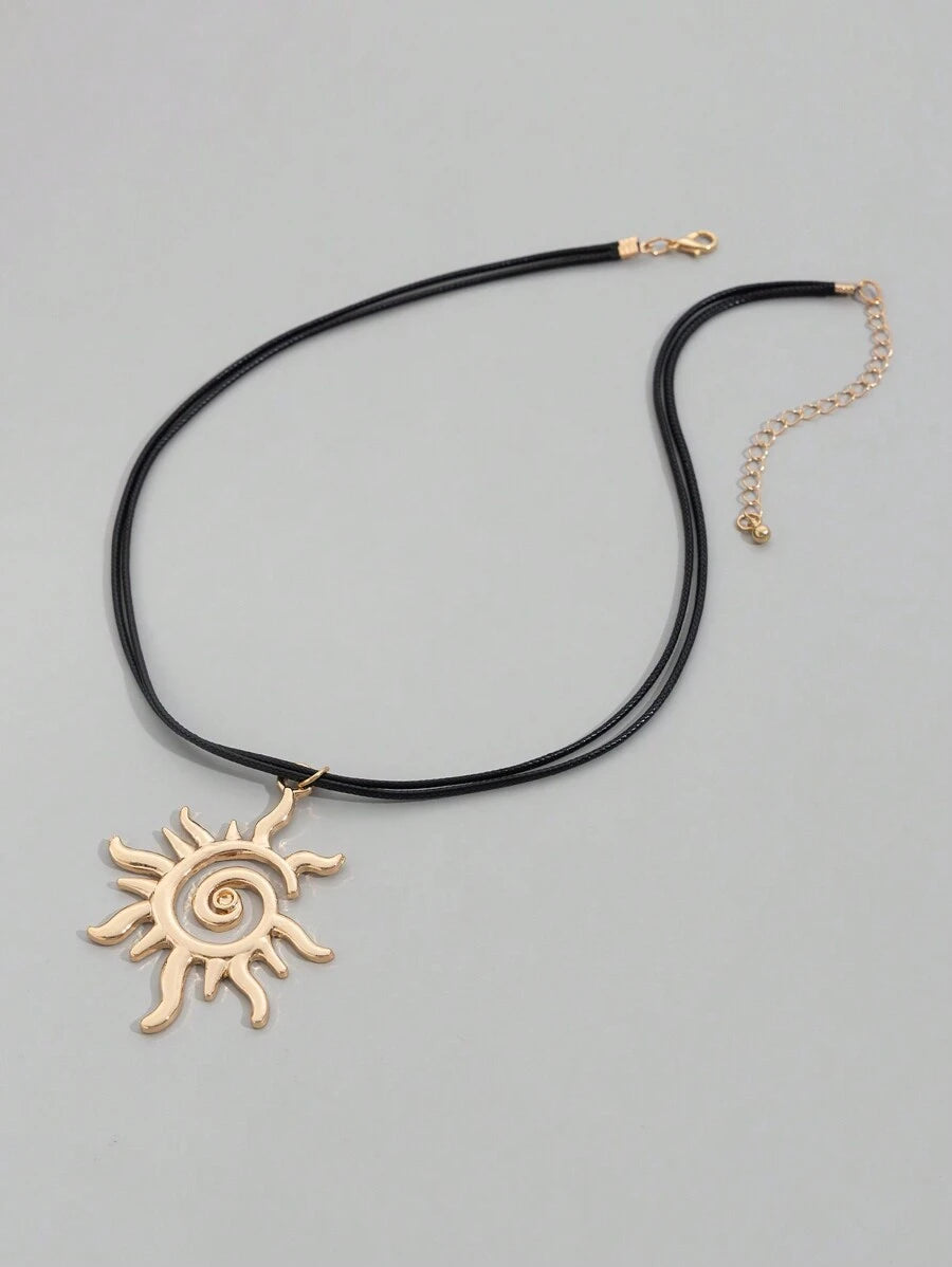 ROMWE Fairycore 1pc Fashionable Geometric Spiral Sun Pendant Necklace