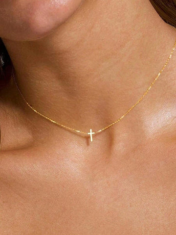 Delicate Adjustable Gold Cross Necklace, Minimalist And Elegant, Suitable For Women's Daily And Outdoor Wear, An Excellent Gift For Christian Women
