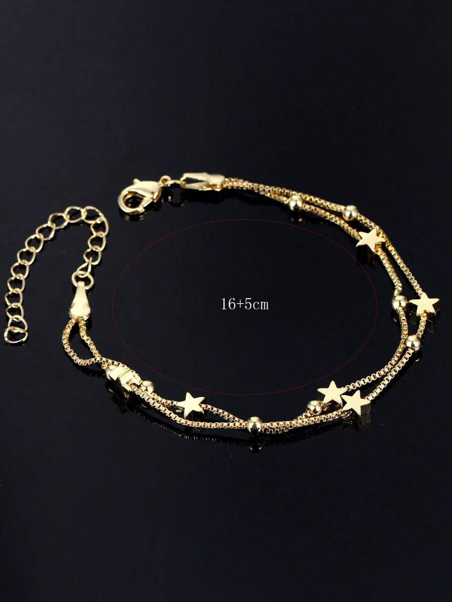 1pc Double-Layer Bead & Star Design Exquisite Casual Bracelet