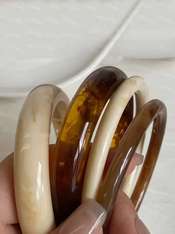 4pcs Set Elegant Retro Bracelet, Minimalist Design, Suitable For Casual Wear, Women's Fashion Jewelry, Acrylic, Suitable For Daily And Party Occasions All Year Round