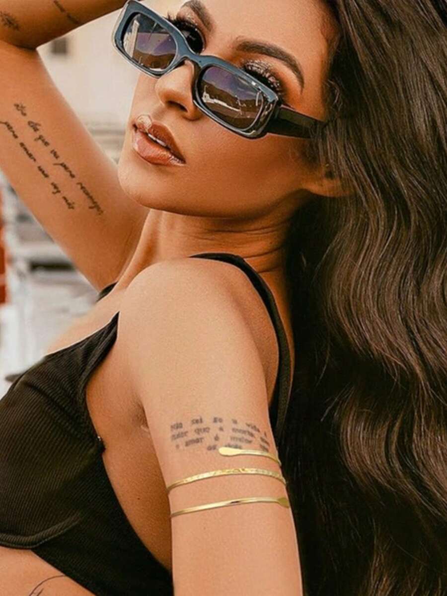 6pcs/Set Minimalist Metal Arm Cuff Bracelet, Adjustable Armlet, Suitable For Daily Wear, Street Style And Vacation
