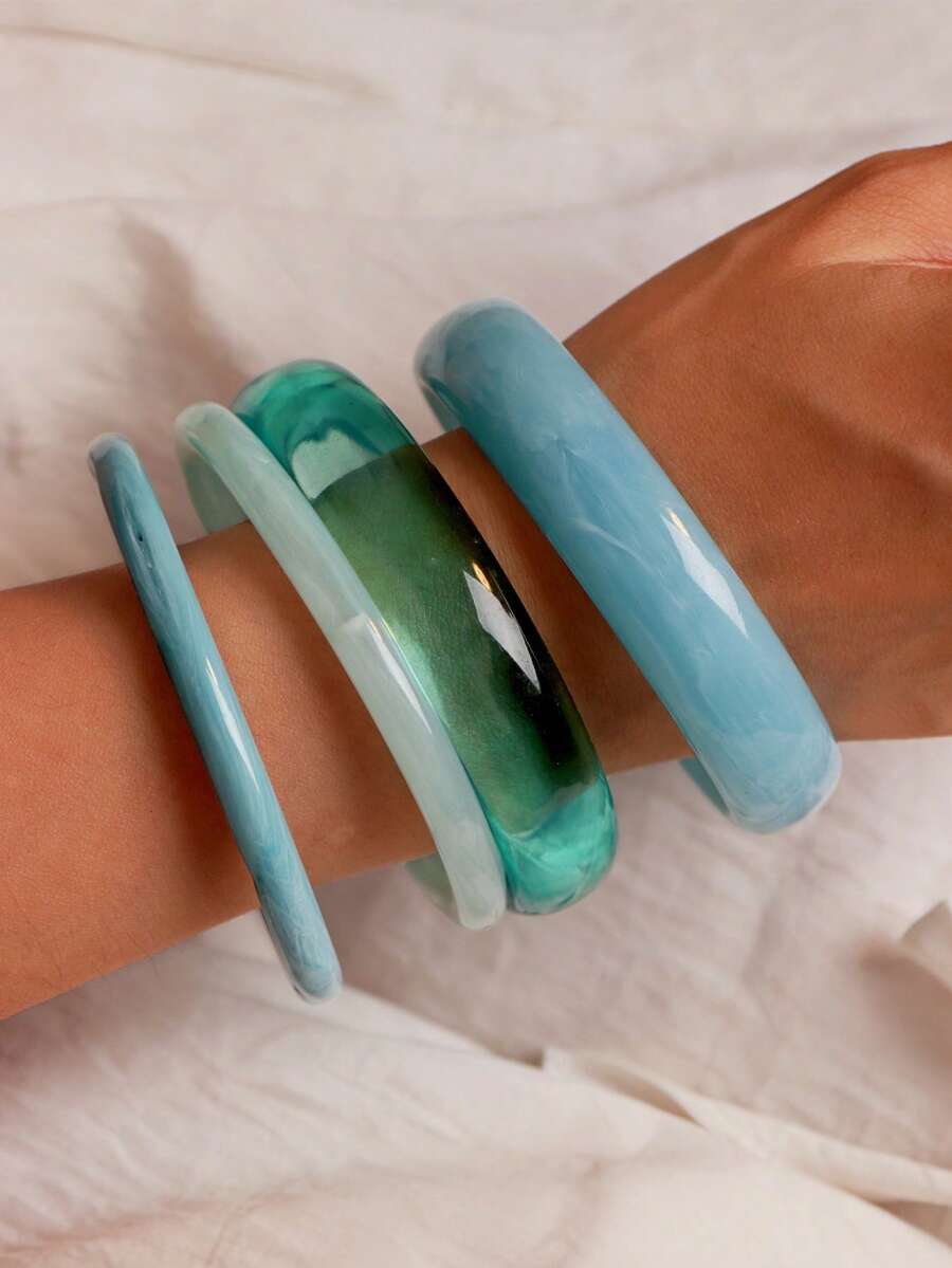 4pcs Set Elegant Retro Bracelet, Minimalist Design, Suitable For Casual Wear, Women's Fashion Jewelry, Acrylic, Suitable For Daily And Party Occasions All Year Round