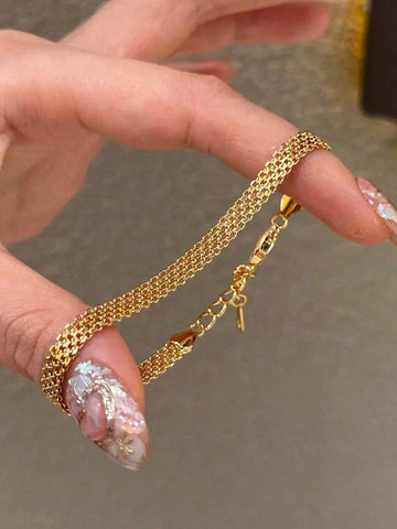 Stainless Steel Intricate Woven Mesh Bracelet Women's Chunky Gold Chain Fashion Bracelet Men's Jewelry Women's Gift