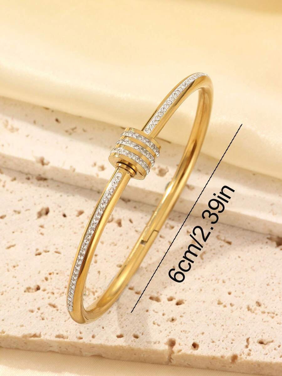 1pc/5pcs New Arrival Minimalist Elegant Luxury Sparkling Star Bangle Bracelet, Titanium Steel Bracelet For Women